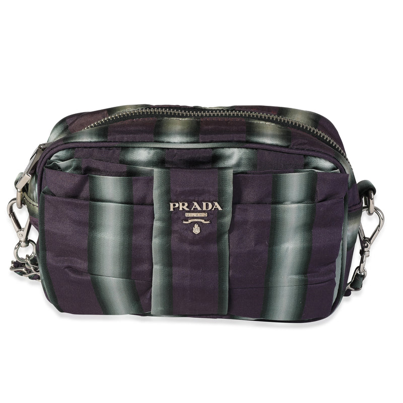 Purple and Grey Striped Nylon Camera Bag