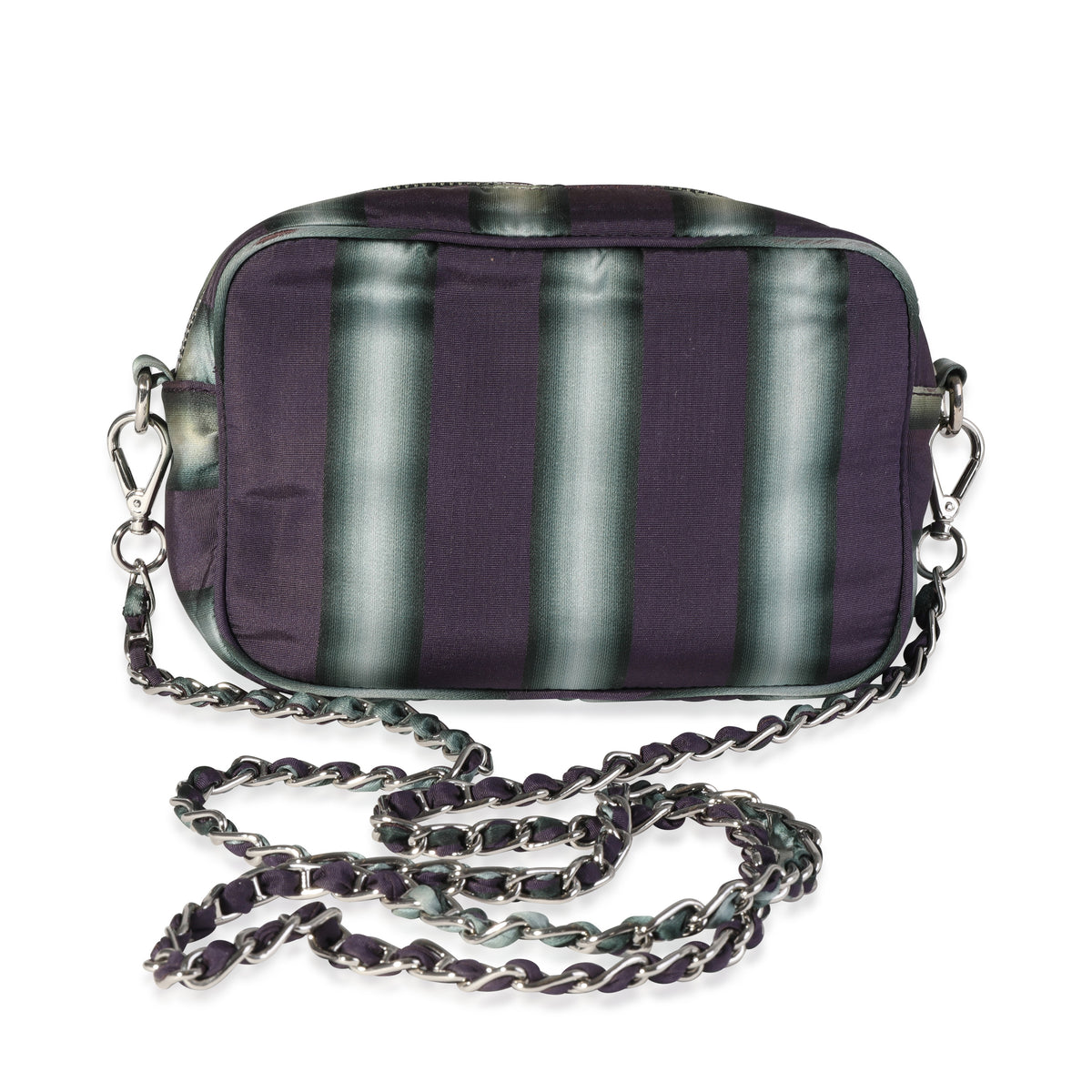 Purple and Grey Striped Nylon Camera Bag