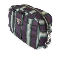 Purple and Grey Striped Nylon Camera Bag