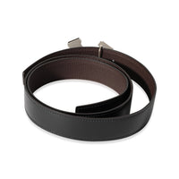 Hermès Black Box Calf & Chocolat Togo Street H Reversible Belt 100 Enamel PHW sv
