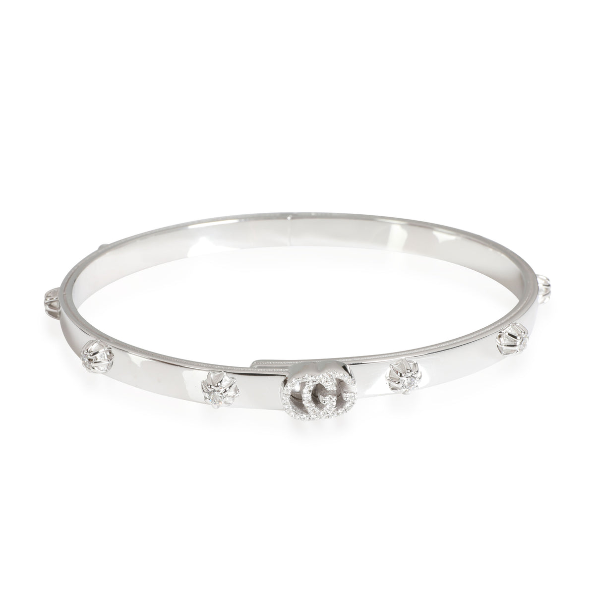 Running G Diamond Slim Bangle in 18 White Gold 0.41 CTW