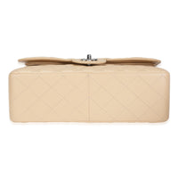 Beige Quilted Caviar Jumbo Classic Double Flap Handbag