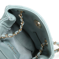 Light Teal Quilted Lambskin Tiny Shopping Bag