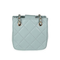 Light Teal Quilted Lambskin Tiny Shopping Bag