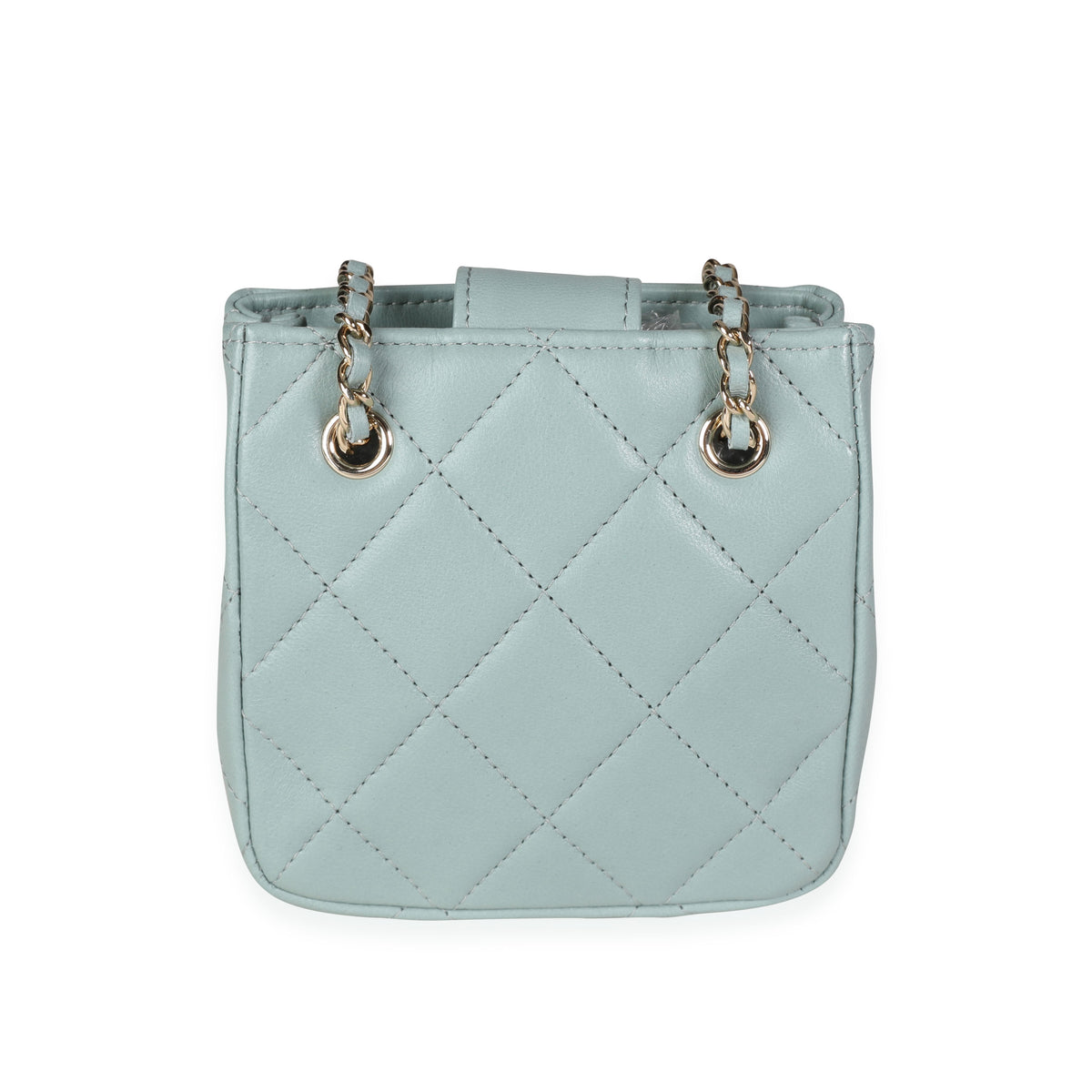 Light Teal Quilted Lambskin Tiny Shopping Bag