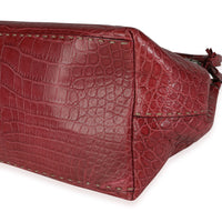 Rose Alligator Selleria Top Handle Bag