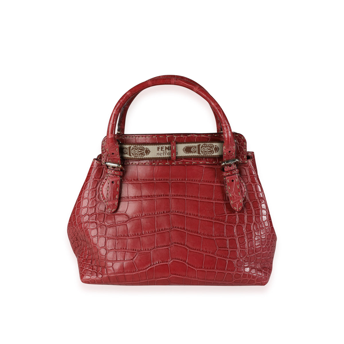 Rose Alligator Selleria Top Handle Bag