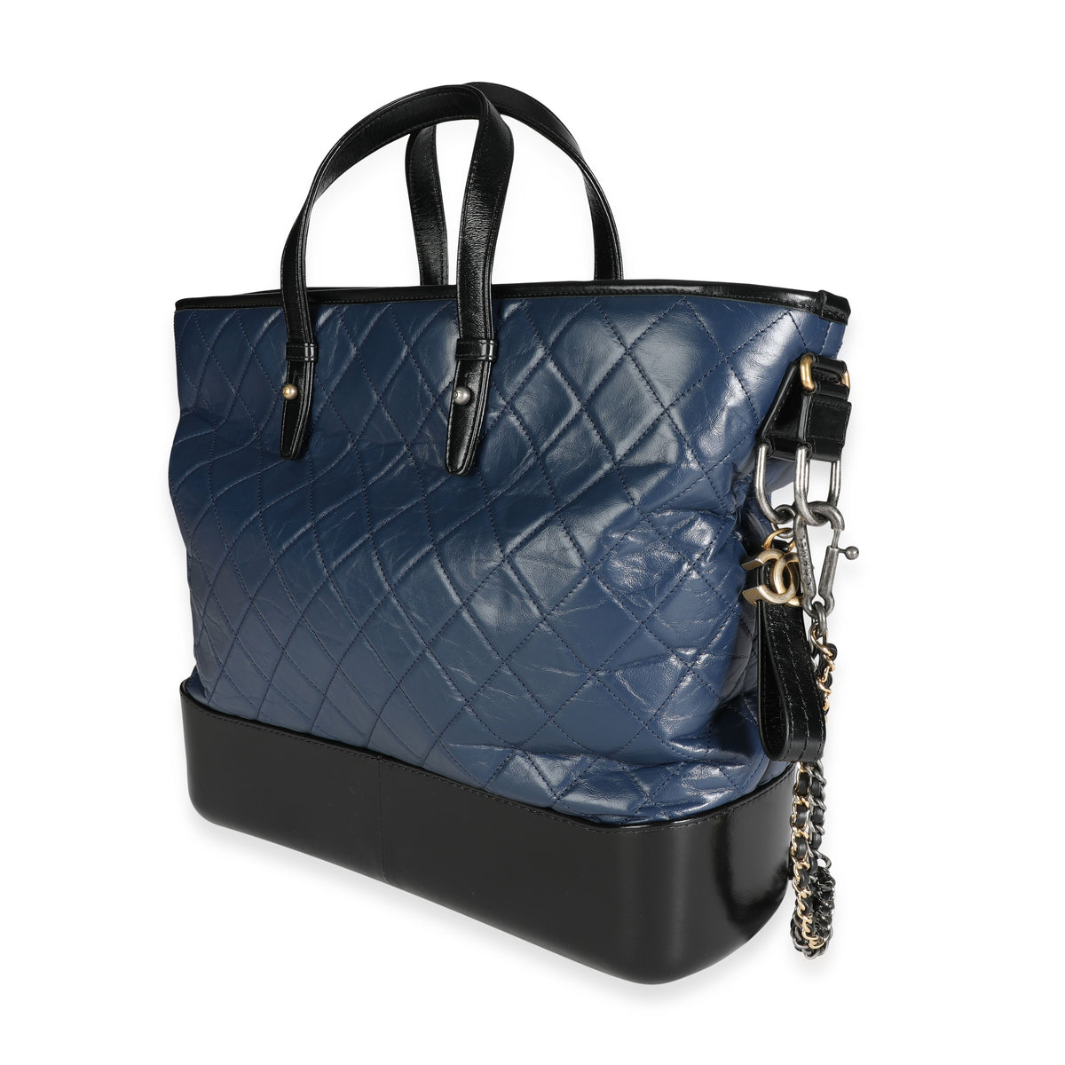 Black & Blue Quilted Calfskin Large Gabrielle Shopping Tote
