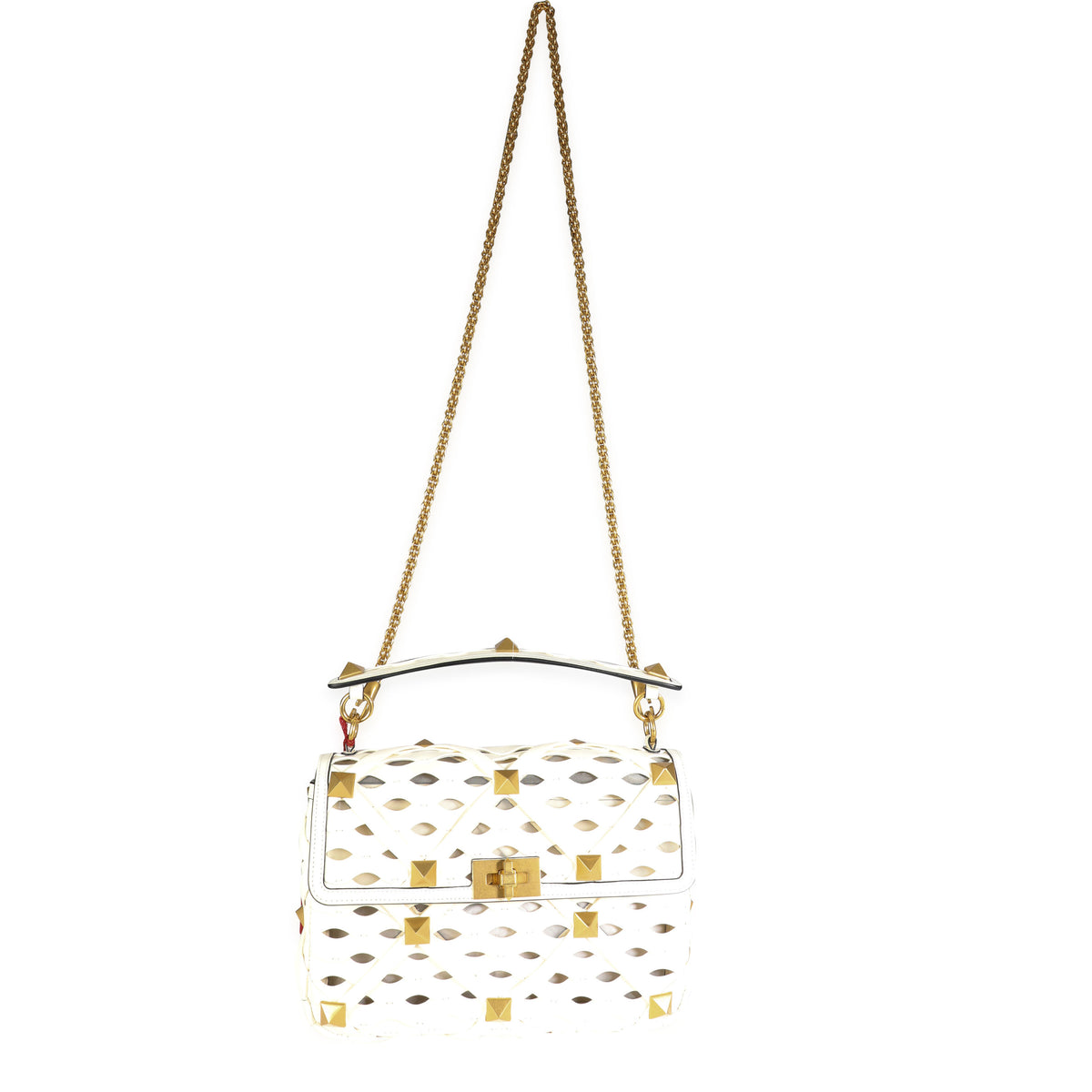 Ivory Nappa Leather Large Roman Stud Shoulder Bag