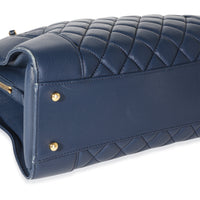 Navy Quilted Leather Mademoiselle Vintage Shopping Tote