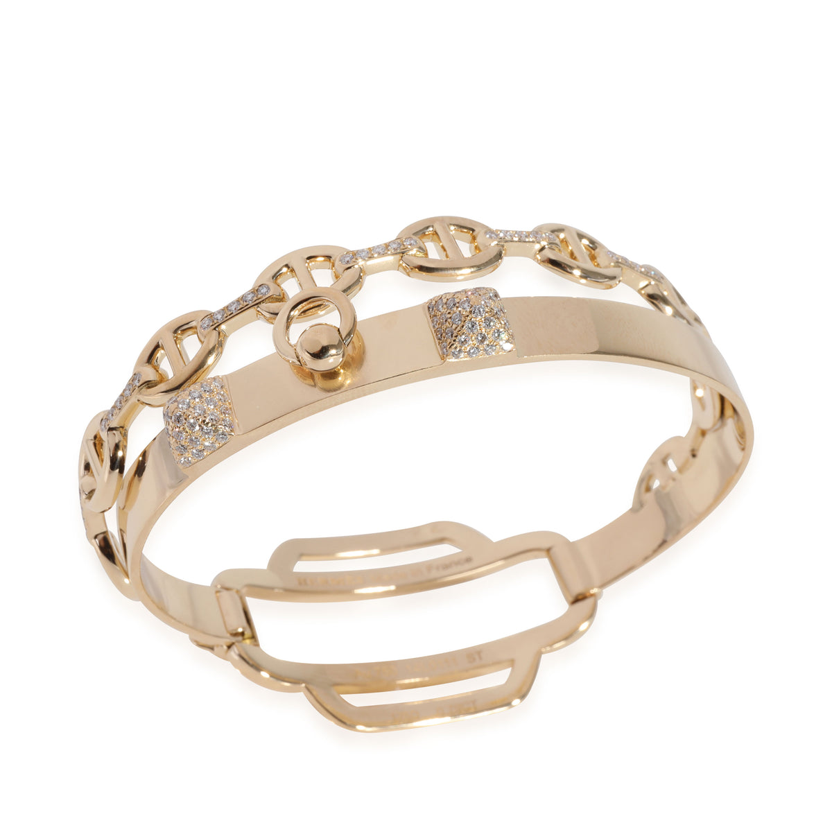 Hermès Double Tour Collier De Chien Diamond Bracelet in 18k Yellow Gold 0.79 Ctw pv