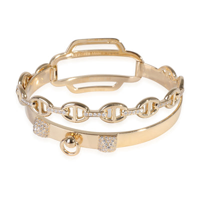 Hermès Double Tour Collier De Chien Diamond Bracelet in 18k Yellow Gold 0.79 Ctw fv