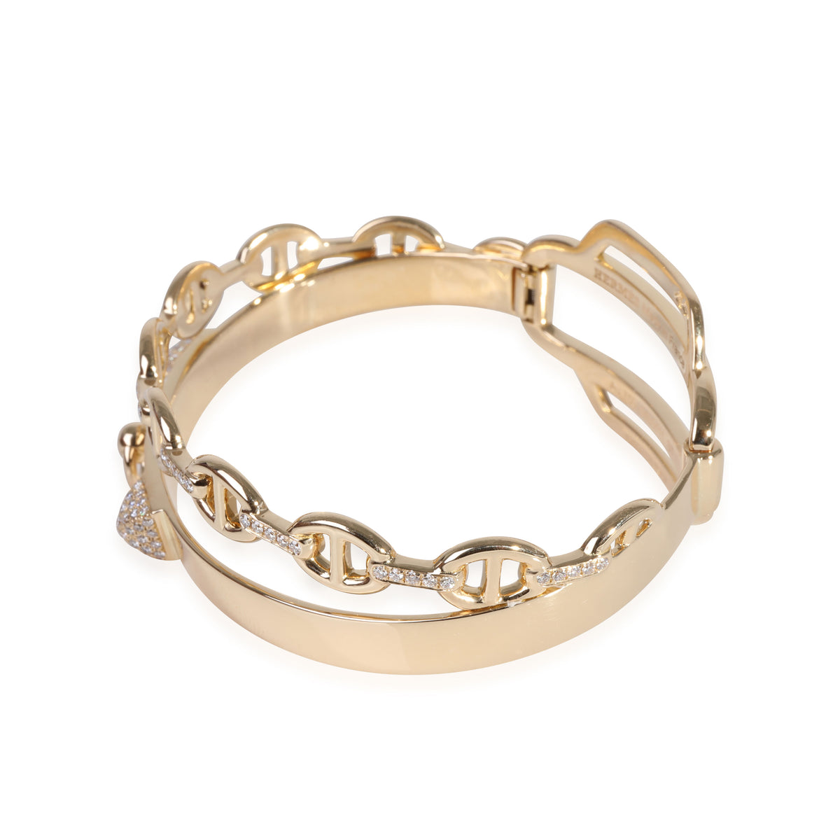 Hermès Double Tour Collier De Chien Diamond Bracelet in 18k Yellow Gold 0.79 Ctw sv