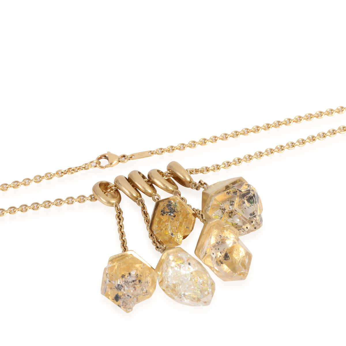 Textured Gold Topped Rock Crystal  Necklace in 18k Yellow Gold on 30 Chain