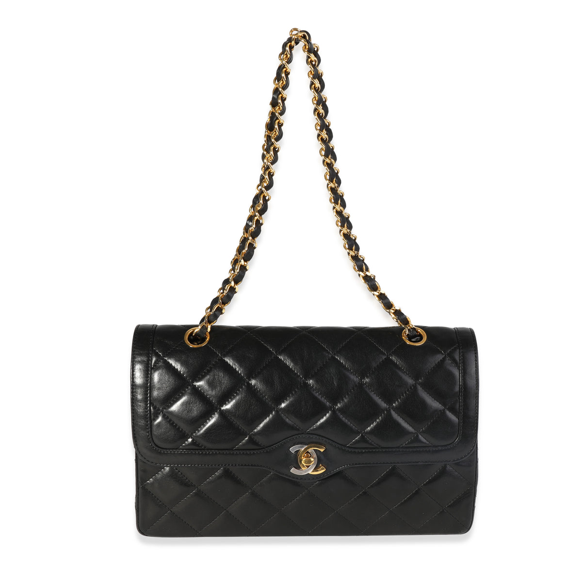 Vintage Black Quilted Lambskin Double Flap Bag