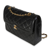 Vintage Black Quilted Lambskin Double Flap Bag