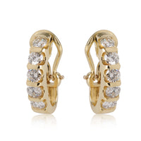 Diamond J Hoop Clip-on Earrings in 18k Yellow Gold 1.5 CTW