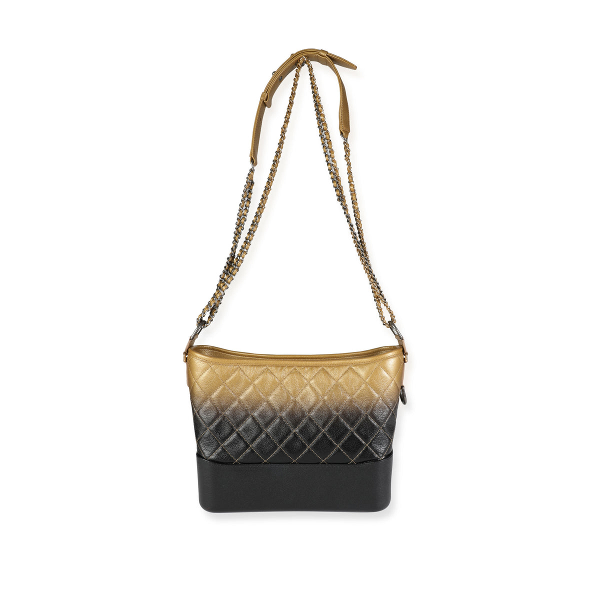 Black & Gold Ombré Quilted Goatskin Medium Gabrielle Hobo