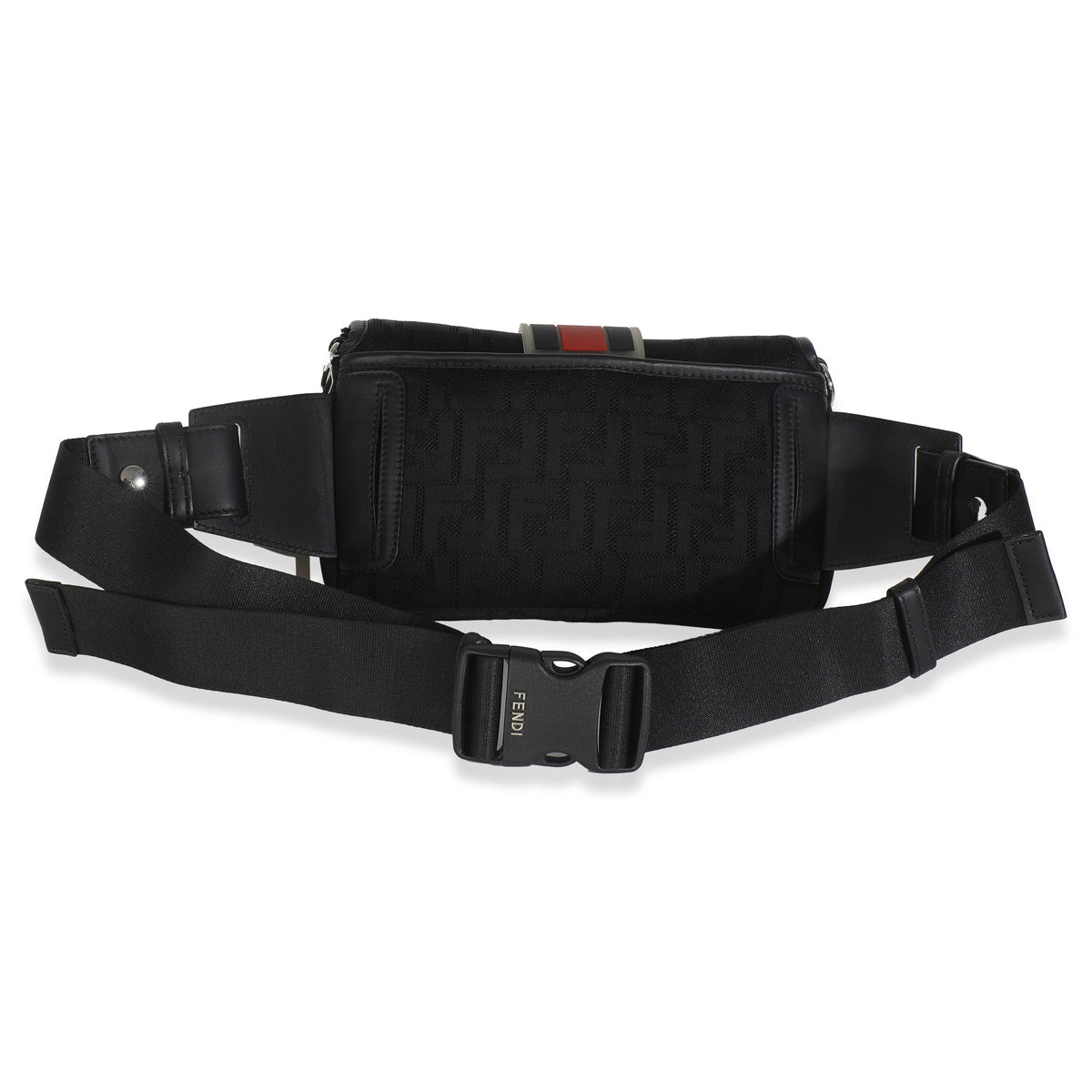 Black Neoprene & Leather Baguette Messenger Bag