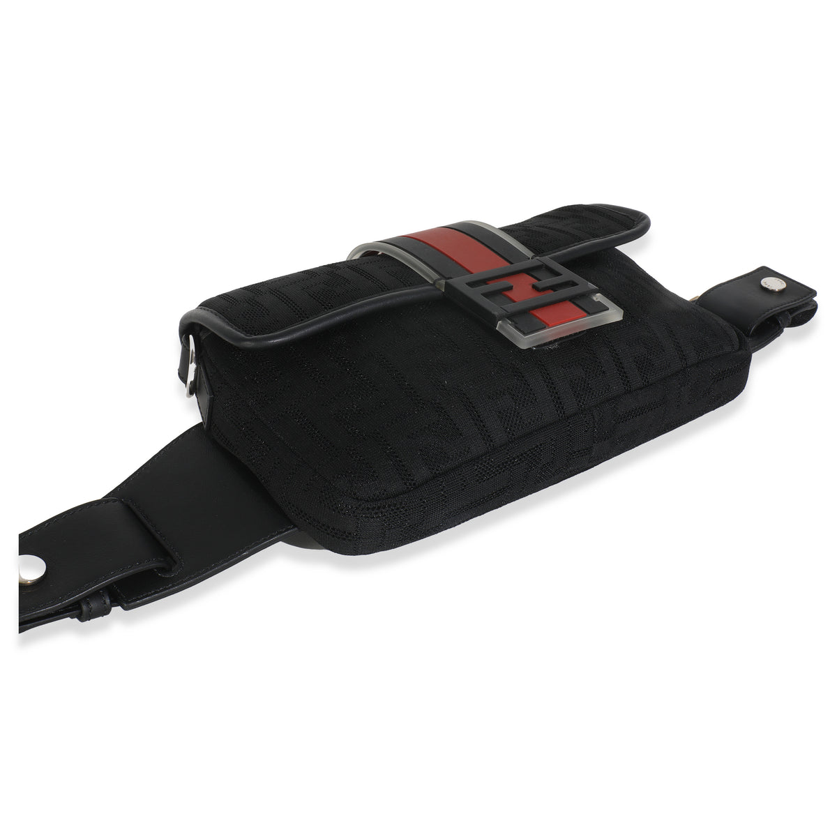 Black Neoprene & Leather Baguette Messenger Bag