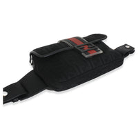 Black Neoprene & Leather Baguette Messenger Bag