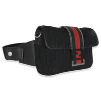 Black Neoprene & Leather Baguette Messenger Bag