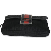 Black Neoprene & Leather Baguette Messenger Bag