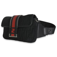 Black Neoprene & Leather Baguette Messenger Bag
