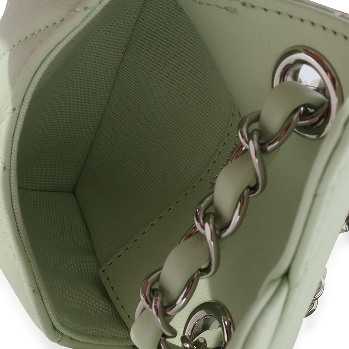 Light Green Chevron Quilted Flap Belt Bag