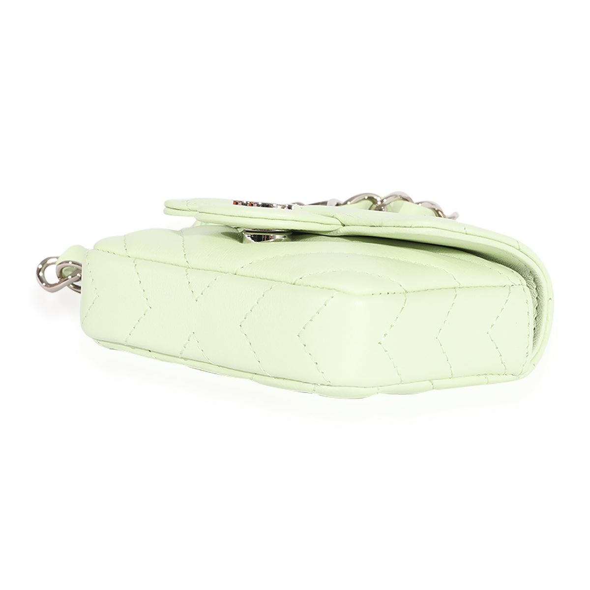 Light Green Chevron Quilted Flap Belt Bag