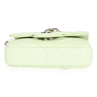 Light Green Chevron Quilted Flap Belt Bag