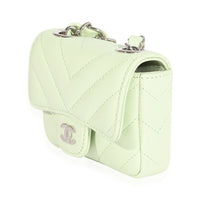 Light Green Chevron Quilted Flap Belt Bag