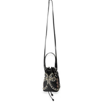 Fendi Black Leather Studded Bow Mon Tresor Bucket Bag Handbag bv