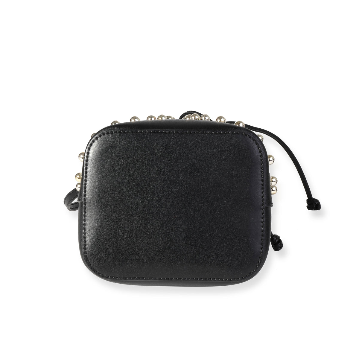 Fendi Black Leather Studded Bow Mon Tresor Bucket Bag Handbag stamp