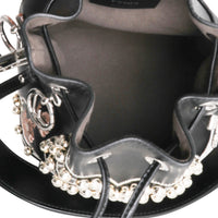 Black Leather Studded Bow Mon Tresor Bucket Bag