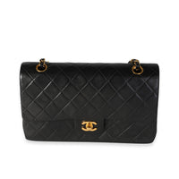 Vintage Black Quilted Lambskin Classic Medium Double Flap