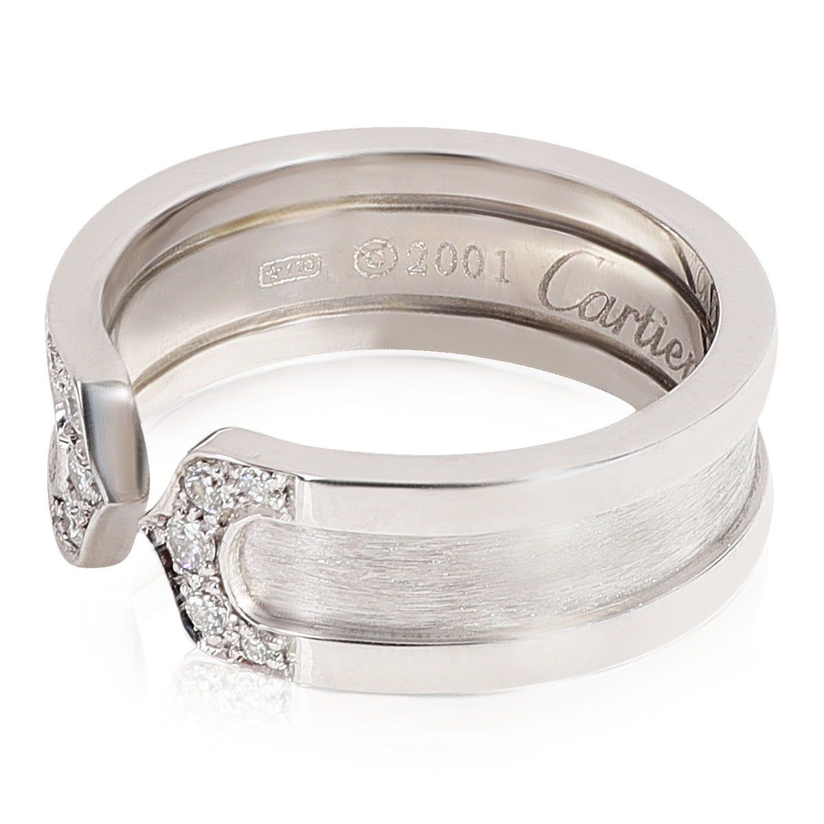 C De Cartier 6.5 mm Wide Diamond  Ring in 18k White Gold 0.1 CTW