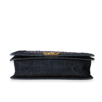 Chanel Blue Denim & Multicolor Boucle New Medium Boy Bag Handbag stamp