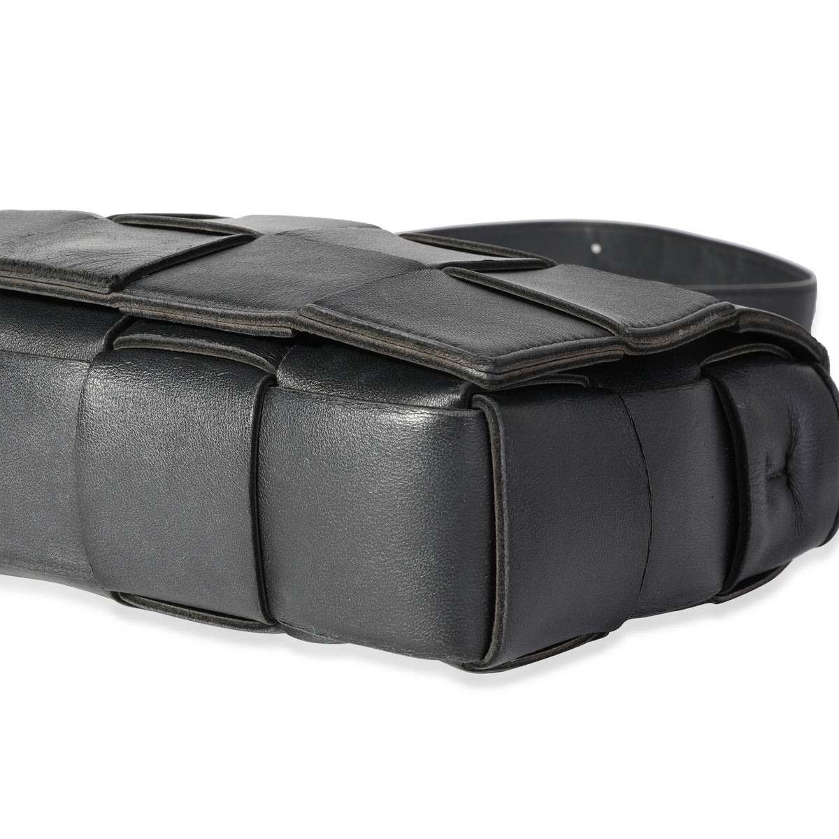 Black Intrecciato Calfskin Cassette Bag