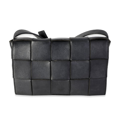 Black Intrecciato Calfskin Cassette Bag