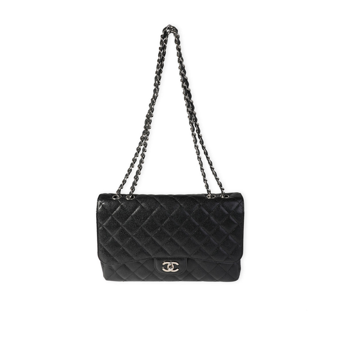 Black Caviar Quilted Jumbo Classic Single Flap Bag