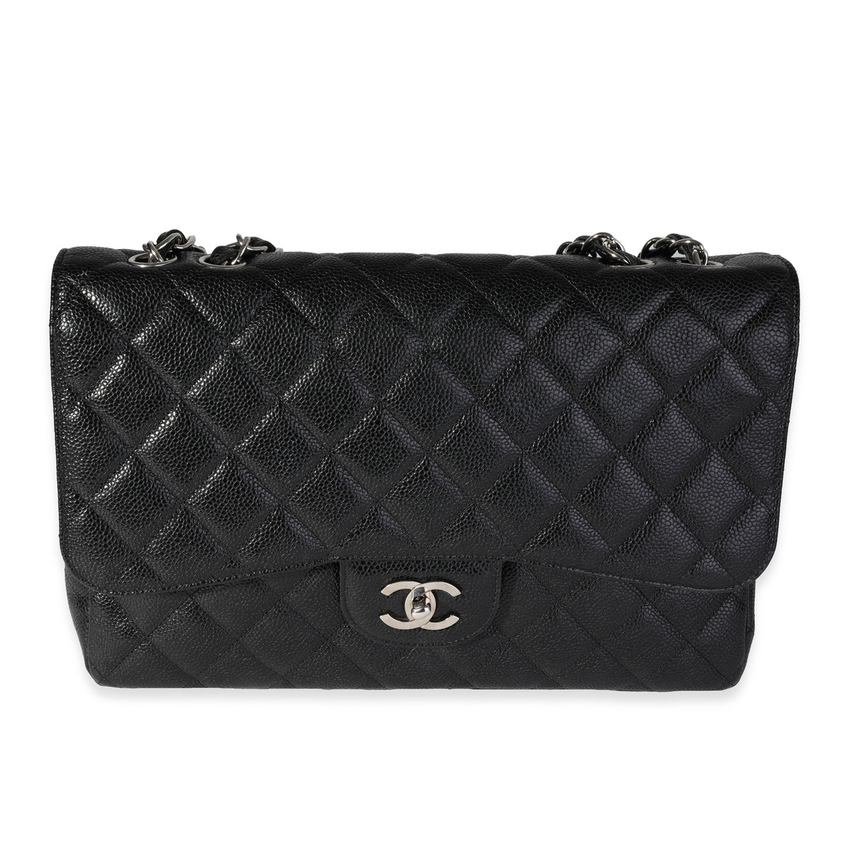 Black Caviar Quilted Jumbo Classic Single Flap Bag