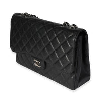 Black Caviar Quilted Jumbo Classic Single Flap Bag