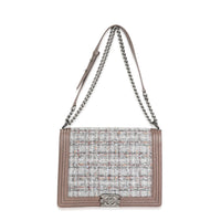 Chanel Taupe and Multicolor Tweed Caviar Large Boy Handbag Handbag av