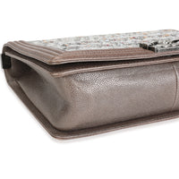 Chanel Taupe and Multicolor Tweed Caviar Large Boy Handbag Handbag clasp