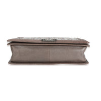 Chanel Taupe and Multicolor Tweed Caviar Large Boy Handbag Handbag stamp