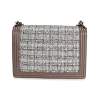 Chanel Taupe and Multicolor Tweed Caviar Large Boy Handbag Handbag sv