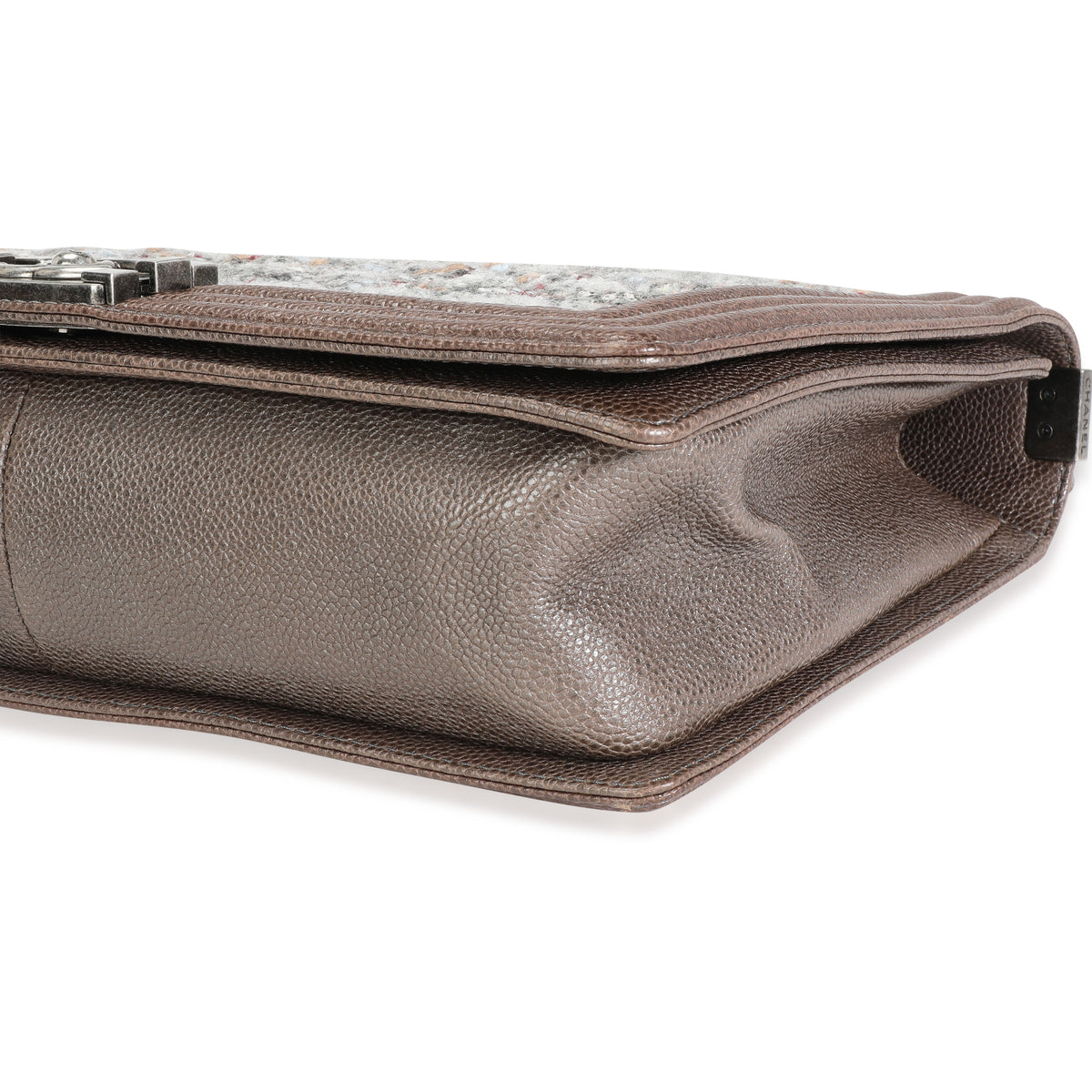 Taupe and Multicolor Tweed Caviar Large Boy Handbag