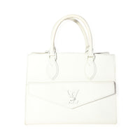 White Leather Monochrome Lockme Tote PM