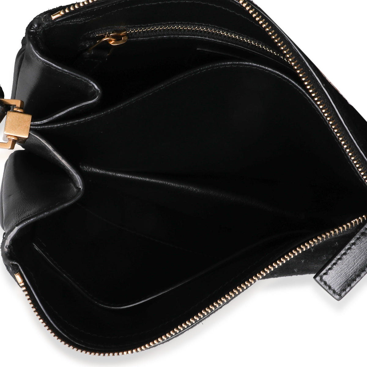 Saint Laurent Black Suede All Over Monogram Crossbody Bag